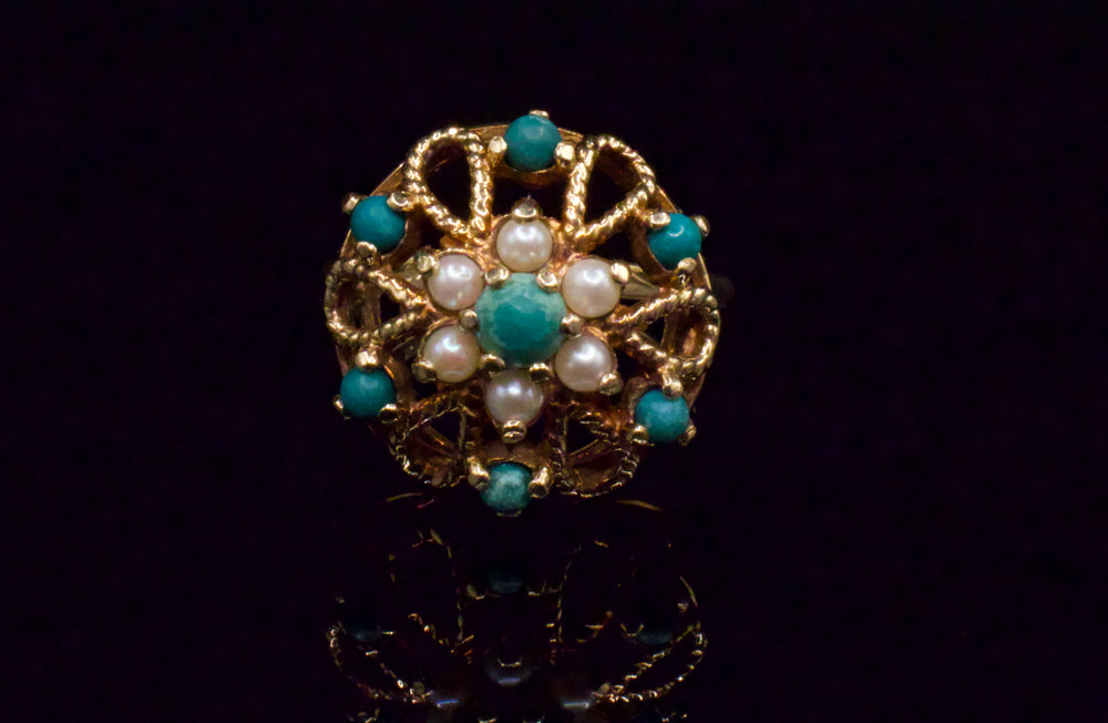 Birks Turquoise & Pearl Garden Ring