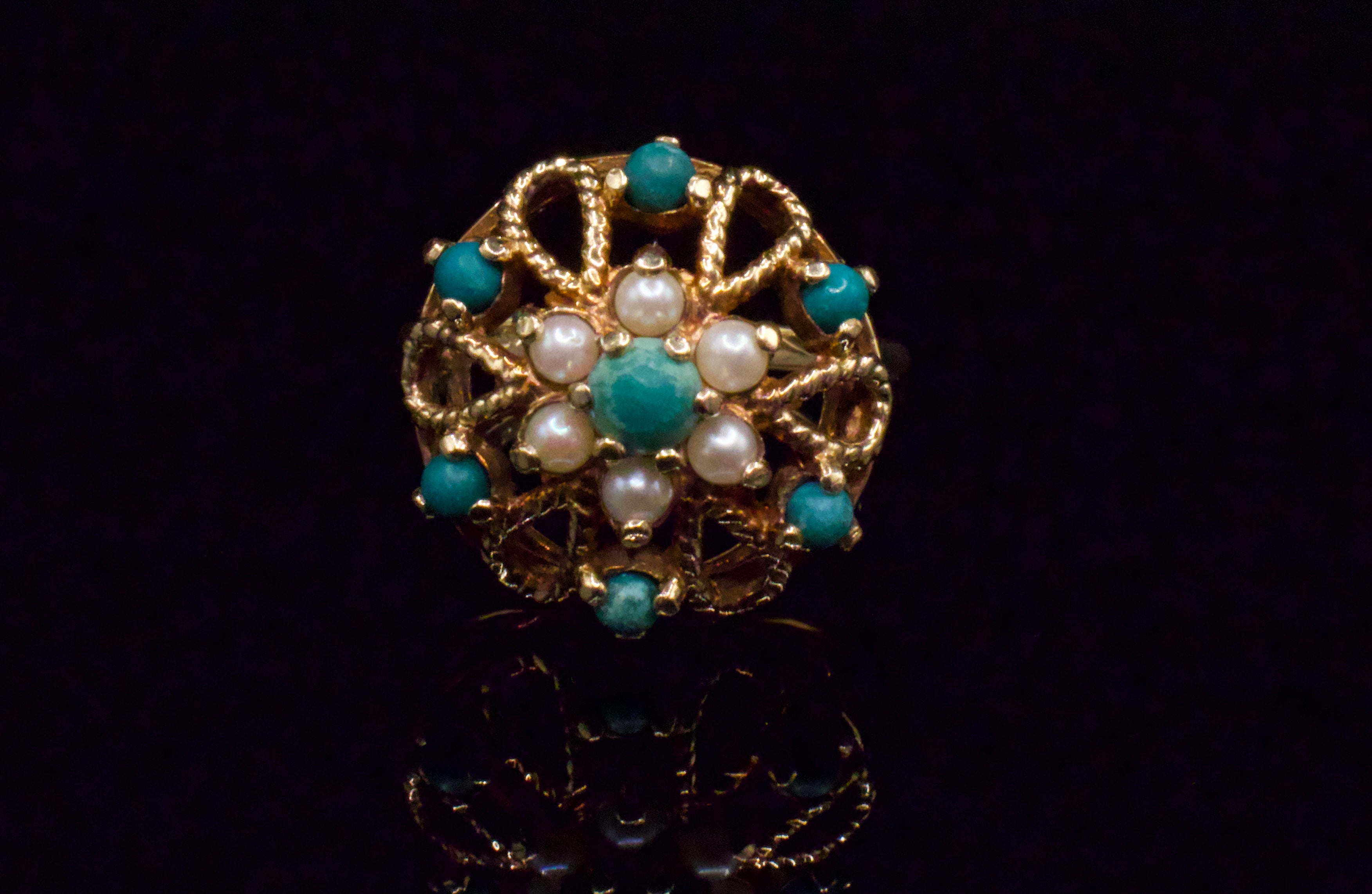 Birks Turquoise & Pearl Garden Ring