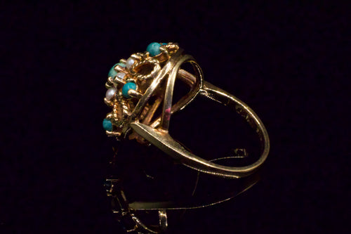 Birks Turquoise & Pearl Garden Ring